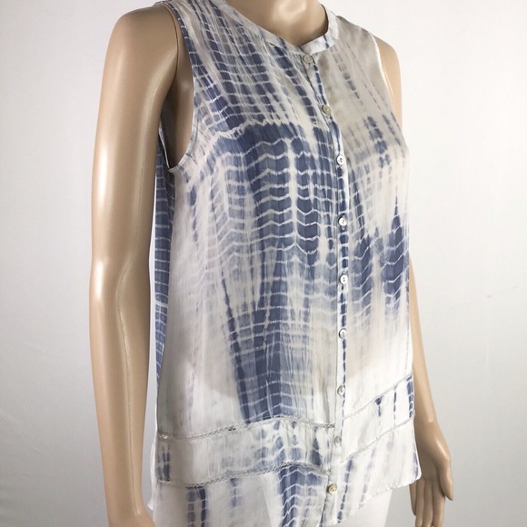 TANGERINE NYC Button down Sleeveless Shirt Tie Dye - Picture 2 of 12